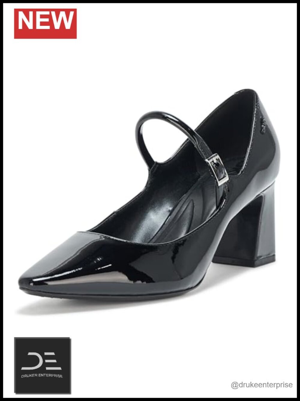 DKNY Samira Pointed Toe Mary Jane Block Heel Faux Leather Women's Shoes